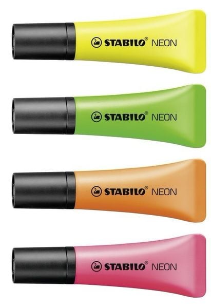 STABILO Textmarker - NEON - 4er Pack - gelb, grün, pink, orange