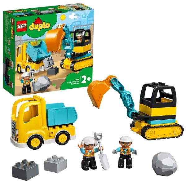 LEGO DUPLO Bagger und Laster, Montessori Spielzeug ab 2 Jahren 10931