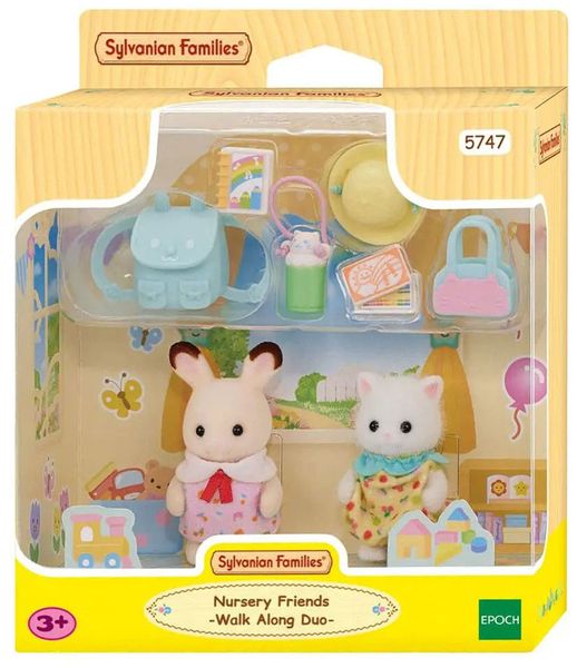 Sylvanian Families L5747 - Nursery Friends Walk Along Duo, Erlebniskindergarten Freunde Sonnenschein, Puppen-Spielset