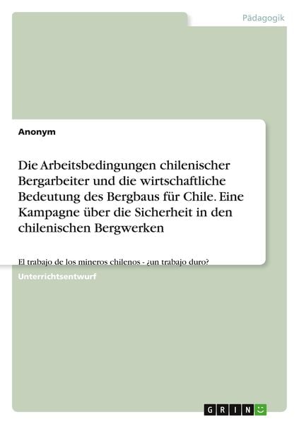 Die Arbeitsbedingungen chilenischer Bergarbeiter und die wirtschaftliche Bedeutung des Bergbaus für Chile. Eine Kampagne über die Sicherheit in den ch