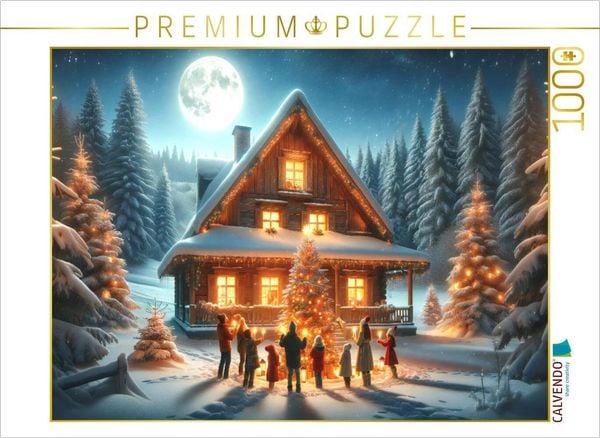 CALVENDO Puzzle Zusammenkunft am Weihnachtsbaum - Weihnachtliche Familienzeit | 1000 Teile Lege-Größe 64x48cm Foto-Puzzle für glückliche Stunden