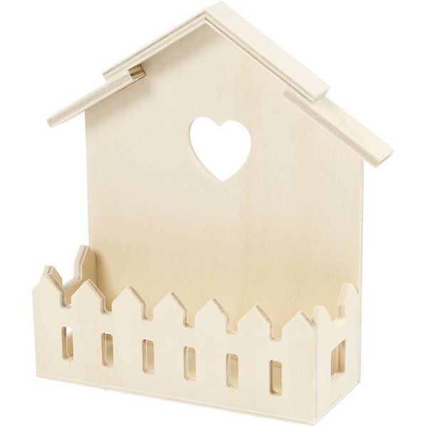 Creativ Company Haus mit Zaun, H 16,5 cm, T 5,5 cm, B 13 cm, 1 Stk