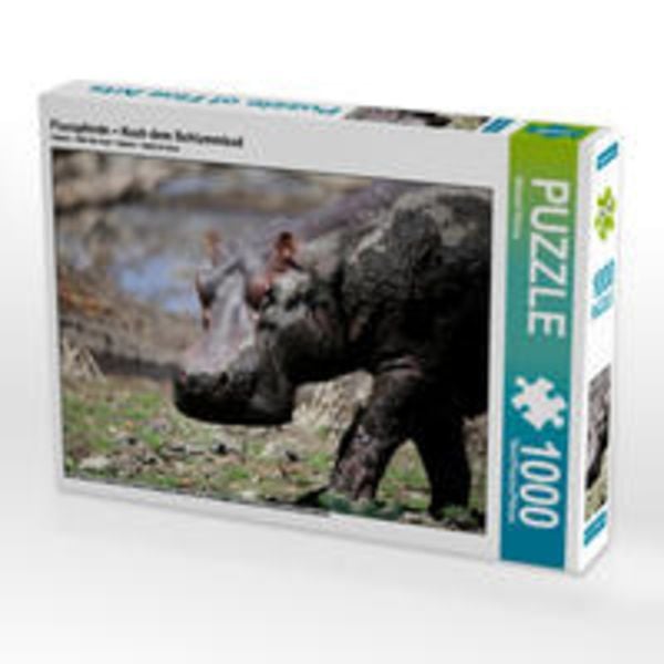 CALVENDO Puzzle Flusspferde - Nach dem Schlammbad 1000 Teile Lege-Größe 64 x 48 cm Foto-Puzzle Bild von Michael Herzog