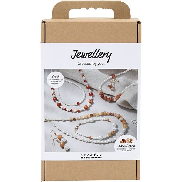 Creativ Company Kreativ Set Schmuck, Beige, Orange gebrannt, Perlmuttweiß