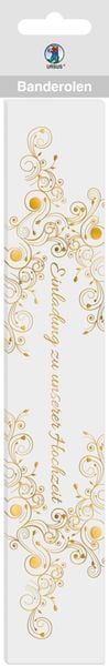 'URSUS 5 Banderolen ''Einladung zu unserer Hochzeit'', weiß/gold'