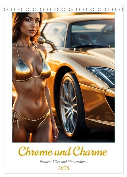 Chrome und Charme - Frauen, Bikes und Motorträume (Tischkalender 2026 DIN A5 hoch), CALVENDO Monatskalender