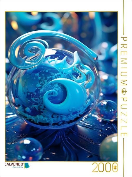 CALVENDO Puzzle Organische Form aus Glas wie ein blauer Ball | 2000 Teile Lege-Größe 90x67cm Foto-Puzzle für glückliche Stunden