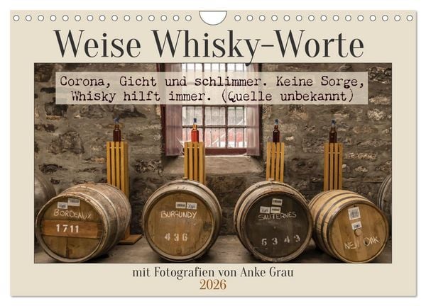Weise Whisky-Worte (Wandkalender 2026 DIN A4 quer), CALVENDO Monatskalender