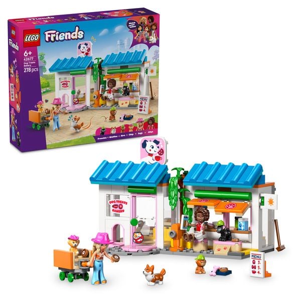 LEGO Friends 42677 Hundekuchenbäckerei, Spielzeugladen mit Mini Puppen