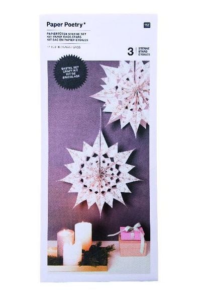 Papiertüten Sterne Set, Weiss