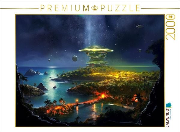 CALVENDO Puzzle Raumstation auf einem Planeten | 2000 Teile Lege-Größe 90x67cm Foto-Puzzle für glückliche Stunden