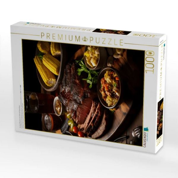 CALVENDO Puzzle Smoked Brisked vom Grill mit Maiskolben | 1000 Teile Lege-Größe 64x48cm Foto-Puzzle für glückliche Stunden