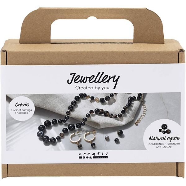 Creativ Company Mini Kreativ Set Schmuck, Halskette und Ohrringe, Schwarz, Weiß