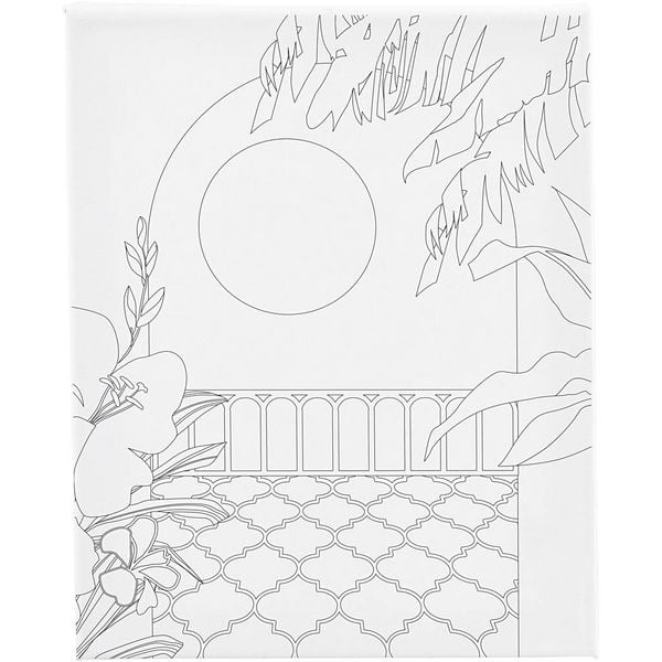 Creativ Company Mal-Leinwand mit Aufdruck, Sonniger Balkon, T 1,6 cm, Größe 24x30 cm, 360 g, 1 Stk