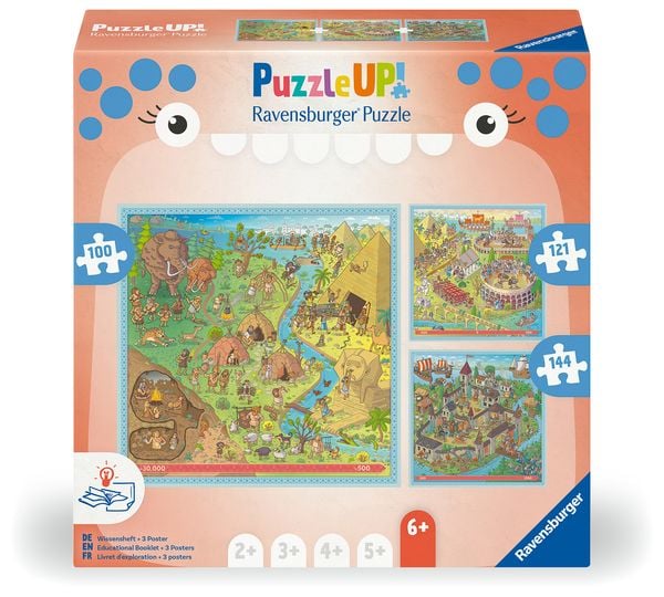 Kinderpuzzle 100, 121, 144 Teile - Puzzle UP! Geschichte - Steinzeit, Altes Rom, Mittelalter