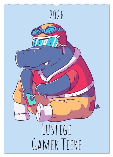 Lustige Gamer Tiere (Wandkalender 2026 DIN A2 hoch), CALVENDO Monatskalender