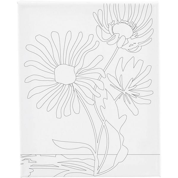 Creativ Company Mal-Leinwand mit Aufdruck, Große Blumen, T 1,6 cm, Größe 24x30 cm, 360 g, 1 Stk