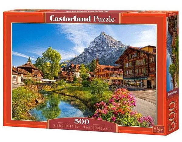 Castorland 500 Piece Jigsaw Puzzle, Kandersteg, Switzerland, Alps Puzzle; Mountain Village Puzzle with River, Adult Puzzles, Castorland B-52363