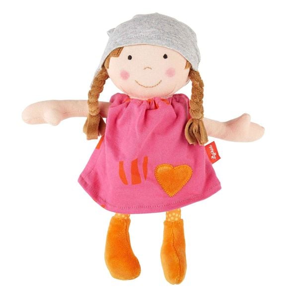 sigikid 39409 - Puppe Brenda Bilipup pink, Lernpuppe, Stoffpuppe, 24 cm