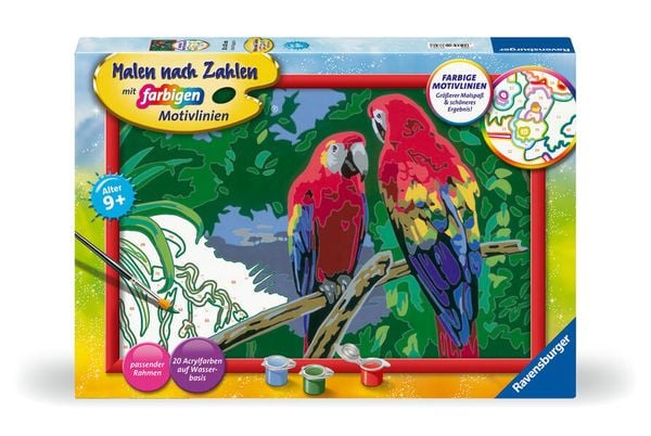 CreArt, Malen nach Zahlen Kinder - Bunte Papageien