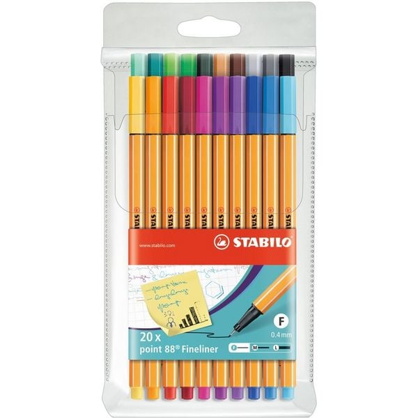 STABILO Fineliner - point 88 - 20er Pack - mit 20 verschiedenen Farben