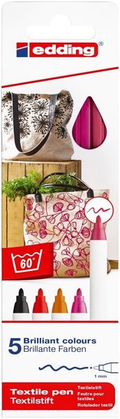 Edding 4600 Textilstift sortiert warm 5St Set