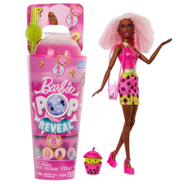 Barbie Pop Reveal Bubble Tea Serie Puppe und Zubehör-Set mit duftender Berry-Bliss-Modepuppe