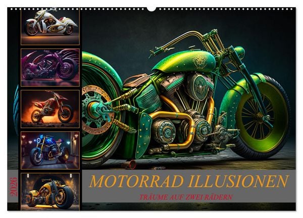 Motorrad illusionen (Wandkalender 2026 DIN A2 quer), CALVENDO Monatskalender