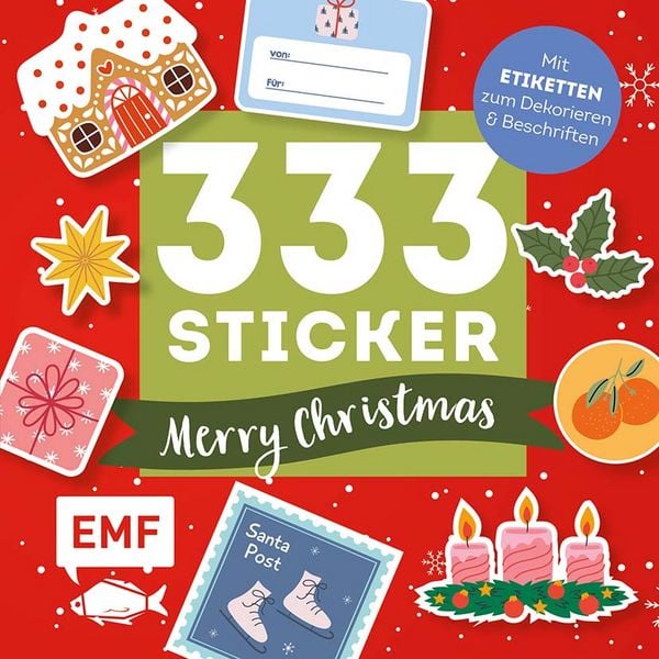 333 Sticker - Merry Christmas: Geschenk-Etiketten und Aufkleber mit beschreibbarer Oberfläche