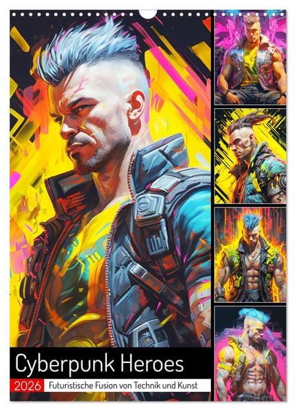 Cyberpunk Heroes. Futuristische Fusion von Technik und Kunst (Wandkalender 2026 DIN A3 hoch), CALVENDO Monatskalender