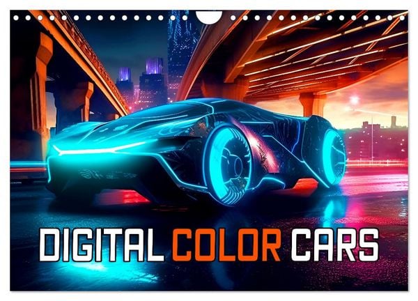 Digital Color Cars (Wandkalender 2026 DIN A4 quer), CALVENDO Monatskalender