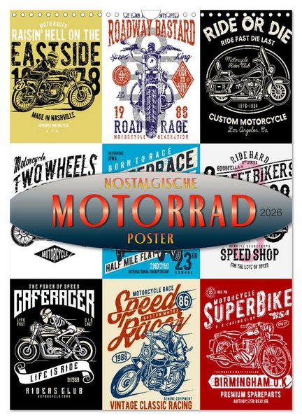 Motorrad - nostalgische Poster (Wandkalender 2026 DIN A3 hoch), CALVENDO Monatskalender