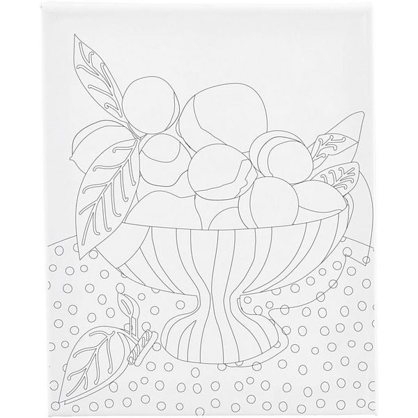 Creativ Company Mal-Leinwand mit Aufdruck, Obstschale, T 1,6 cm, Größe 24x30 cm, 360 g, 1 Stk
