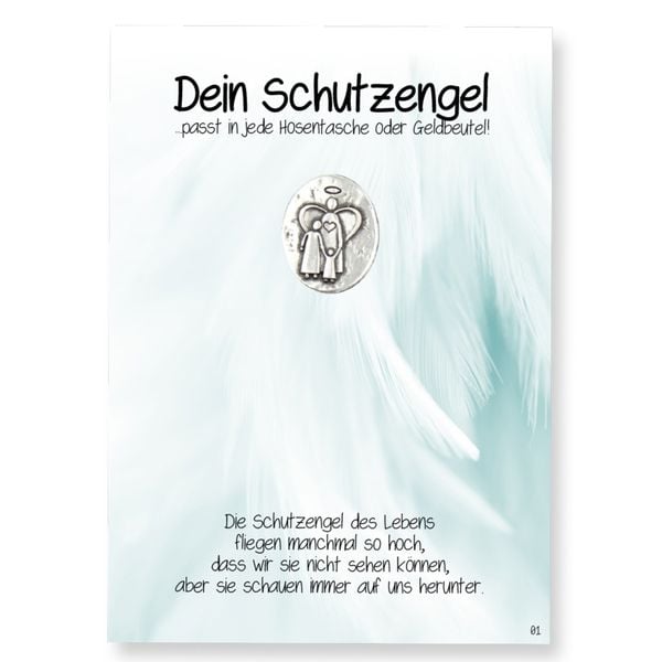 '''beschützt und geborgen'' Münze auf Geschenkkarte'