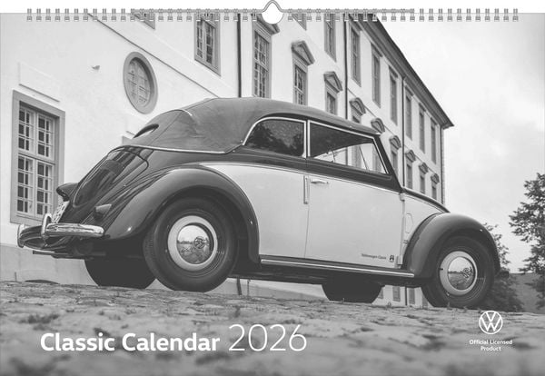 Arti - VW Classic Kalender 2026 - im Format 49,5 x 33 - Bilder der Volkswagen Klassiker, VW Käfer, Bulli, Golf GTI
