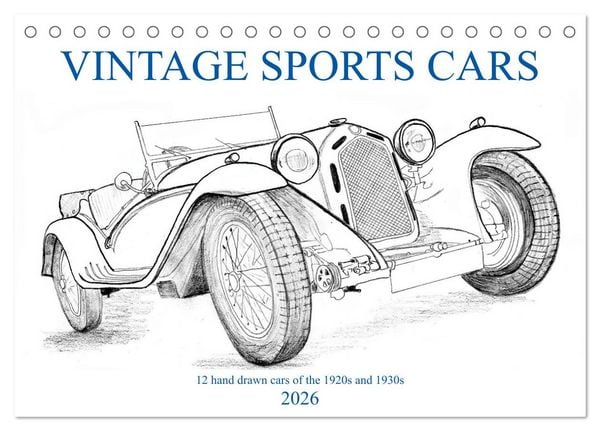 Vintage Sports Cars (Tischkalender 2026 DIN A5 quer), CALVENDO Monatskalender
