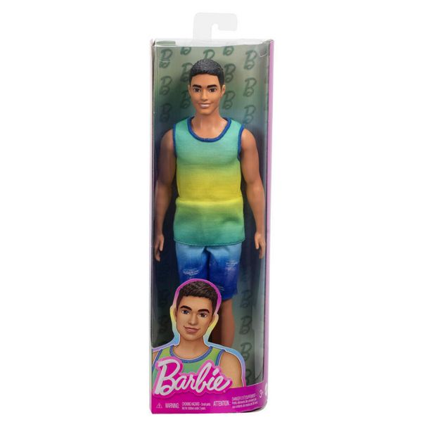 Barbie Fashionistas Ken-Puppe Nr. 236 in Ombré-Tanktop und Jeans-Shorts, schwarzes Haar