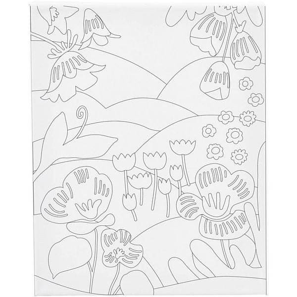 Creativ Company Mal-Leinwand mit Aufdruck, Blumenlandschaft, T 1,6 cm, Größe 24x30 cm, 360 g, 1 Stk