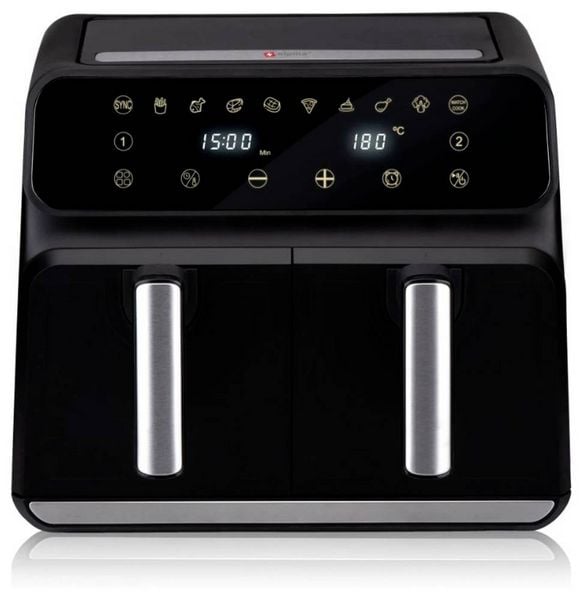 ALPINA Doppel-Heißluftfritteuse Airfryer, 1700 Watt, 8 Liter, Schwarz