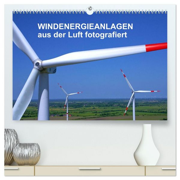 Windkraftanlagen aus der Luft fotografiert (hochwertiger Premium Wandkalender 2026 DIN A2 quer), Kunstdruck in Hochglanz