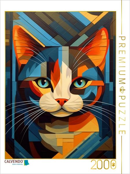 CALVENDO Puzzle Katzenportrait in modernem Kunststil | 2000 Teile Lege-Größe 90x67cm Foto-Puzzle für glückliche Stunden