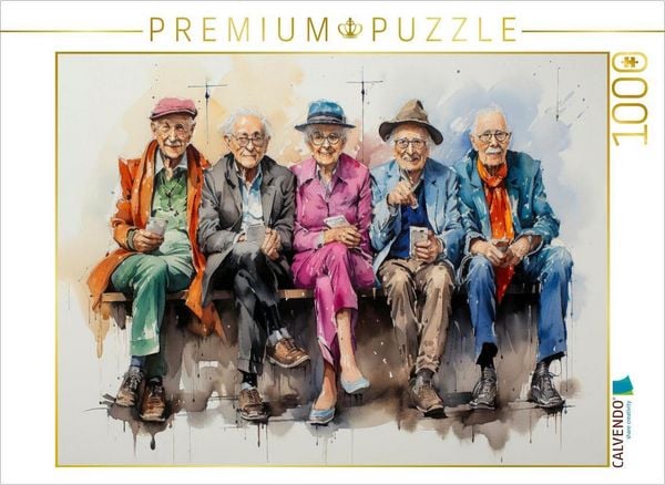 CALVENDO Puzzle Lustige Rentner - Handy dabei | 1000 Teile Lege-Größe 64x48cm Foto-Puzzle für glückliche Stunden