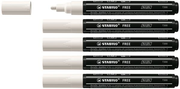 STABILO Acrylmarker, FREE Acrylic T300, Strichbreite 2-3 mm, weiß