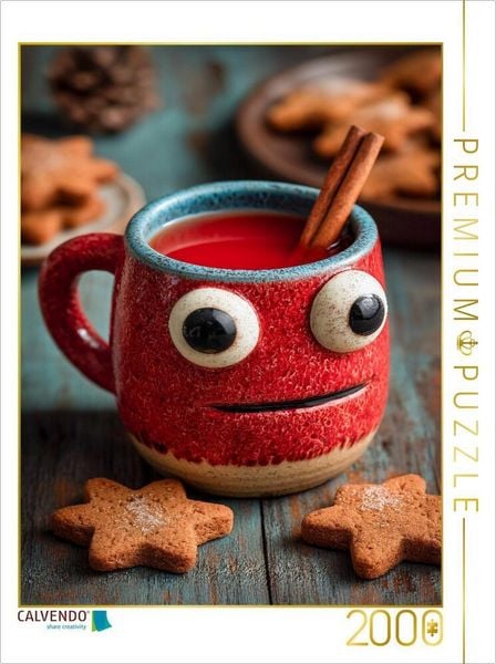 CALVENDO Puzzle Aufgeregter Kinderpunsch mit großen Augen - Lustiges Wintermotiv | 2000 Teile Lege-Größe 90x67cm Foto-Puzzle für glückliche Stunden