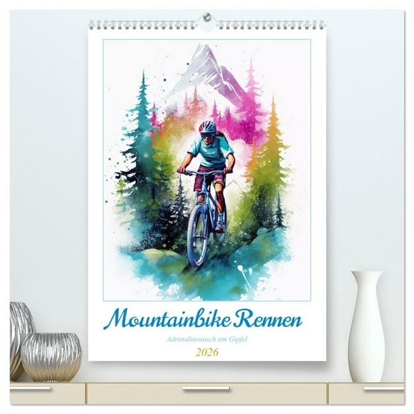 Mountainbike Rennen (hochwertiger Premium Wandkalender 2026 DIN A2 hoch), Kunstdruck in Hochglanz