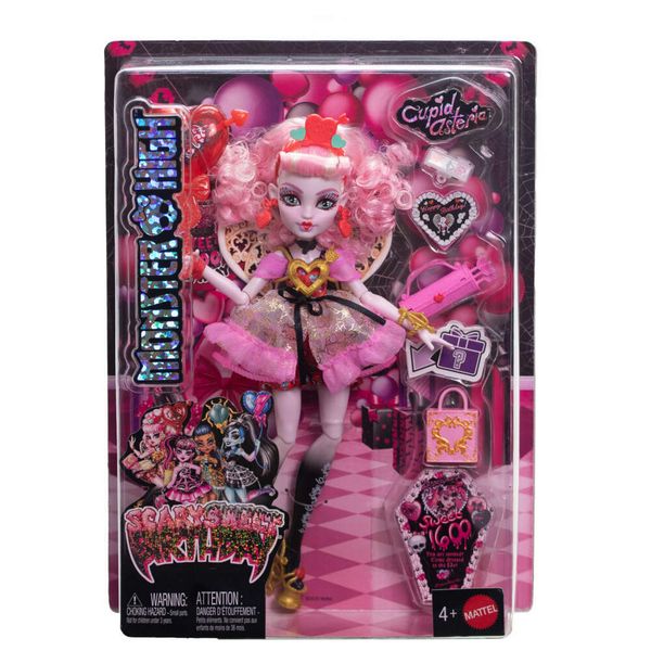 Monster High Scary Sweet Birthday Cupid Asteria-Puppe im Partykleid mit Ballon und Geschenk