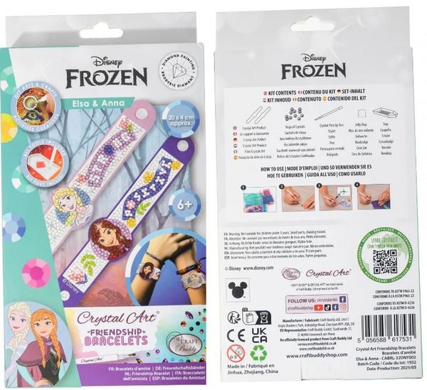 Craft Buddy CABRL-32DNY002 - Crystal Art Friendship Bracelets, Disney Frozen Elsa & Anna, Freundschaftsarmbänder