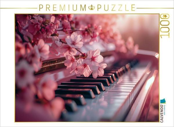 CALVENDO Puzzle Symphonie im Frühling - Klavier und Kirschblüten | 1000 Teile Lege-Größe 64x48cm Foto-Puzzle für glückliche Stunden