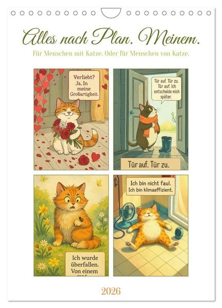 Alles nach Plan. Meinem. - Für Menschen mit Katze. Oder für Menschen von Katze. (Wandkalender 2026 DIN A4 hoch), CALVENDO Monatskalender