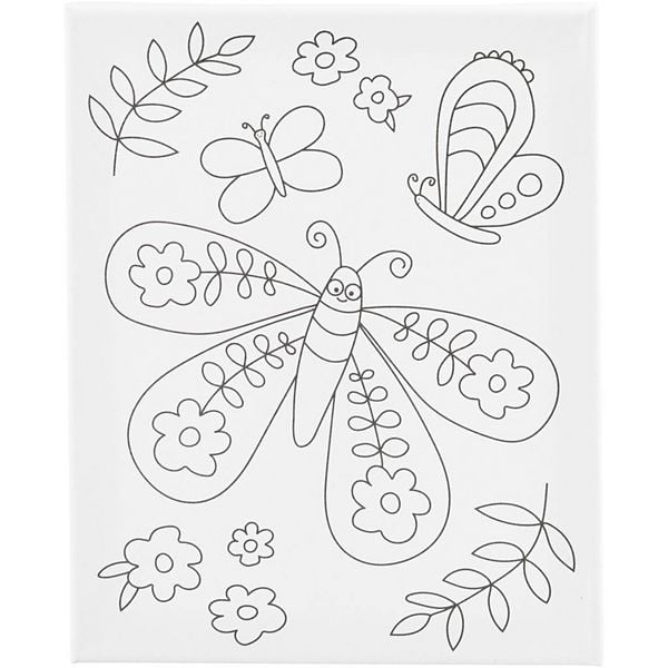 Creativ Company Mal-Leinwand mit Aufdruck, Großer Schmetterling, T 1,6 cm, Größe 24x30 cm, 360 g, 1 Stk